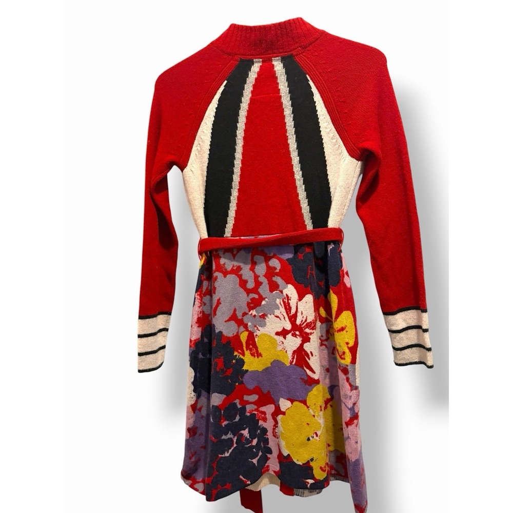 Sparrow Lambswool SM Floral Sweater Dress Belted Dark Academia Retro Cottage - Picture 10 of 16